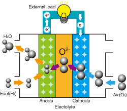 図1　固体酸化物形燃料電池 発電の仕組み